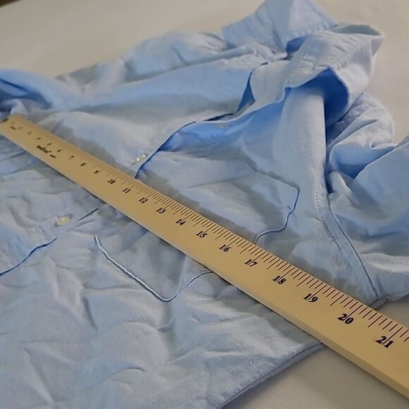 Blue 100% cotton shirt.  No brand nor size available - Picture 5 of 7